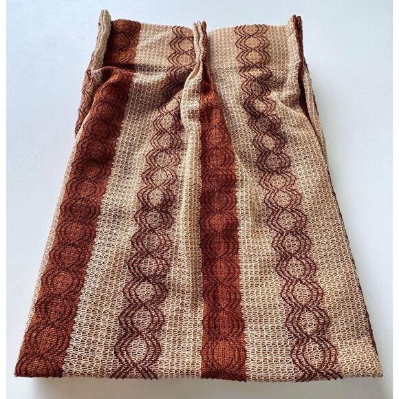 Vintage 80s pleated curtain, tan, brown, rust vertical stripes, per panel - Picture 1 of 10